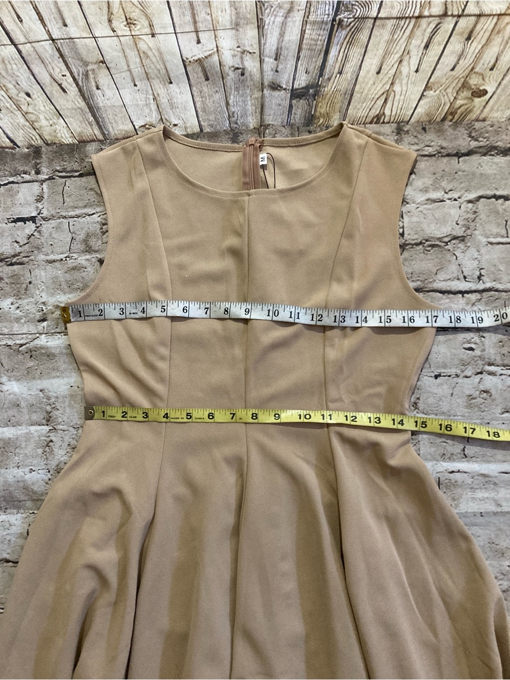 NWT DOSE beige sleeveless fit and flare above knee dress size M - Picture 4 of 8
